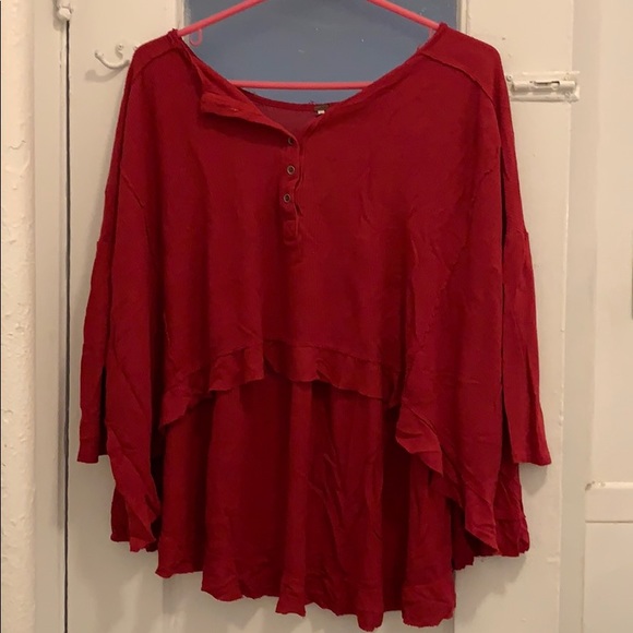 Thermal Henley Red Top - Picture 1 of 2
